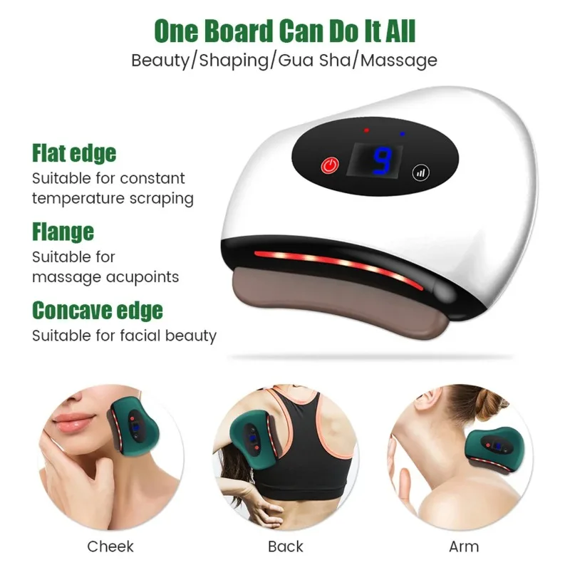 Electric Scraping Board Guasha Stone Relaxation Massage Devices Gua Sha Scraper Hot Compress Vibration Facial Lifting Slimming