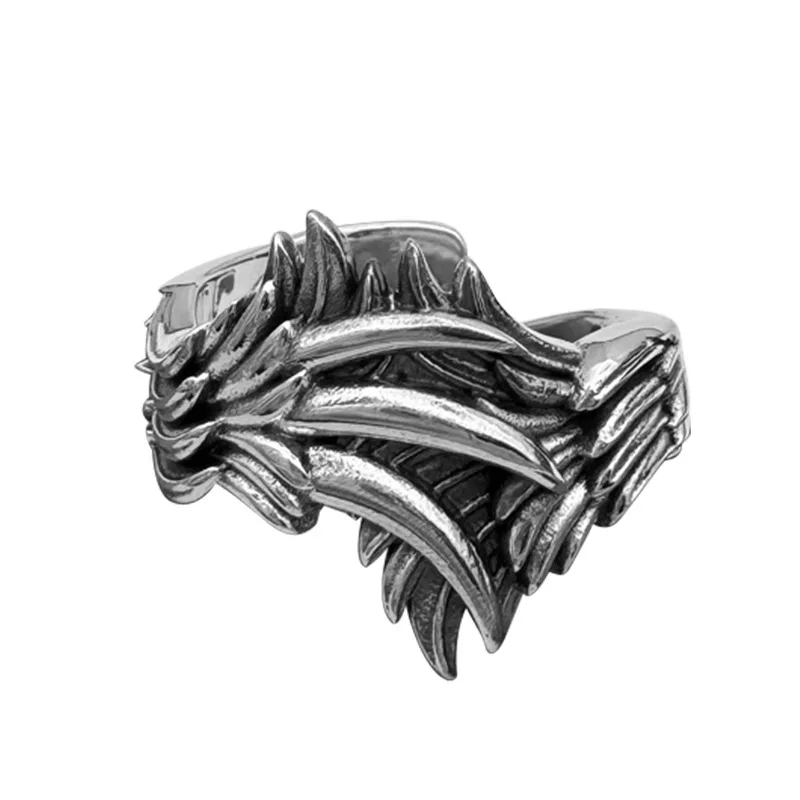 Thai Silver Wings Ring for Men Vintage Personalized Index Finger Jewelry Light Luxury High End Feeling Rings KOFSAC