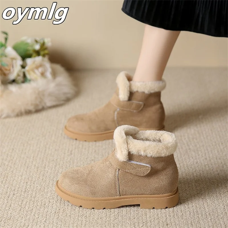 2024 new winter snow boots for women with thick and warm cotton shoes and fur integrated short boots