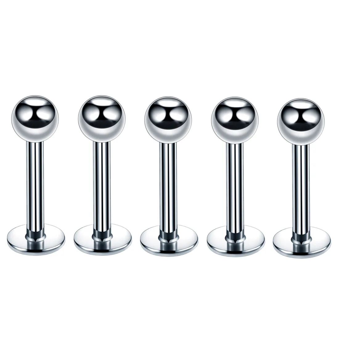 10PC Titanium Spike Ball Labret Stud Nose Lip Helix Bar Stud Taper Tongue Piercing Ear Tragus Cartilage Earring Body Jewelry 16G