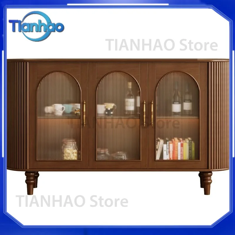 Vintage Sideboard for Solid Wood Coffee and Tea Storage Cabinets Second Hand Bedroom Wall Walnut Drawer Cabinet