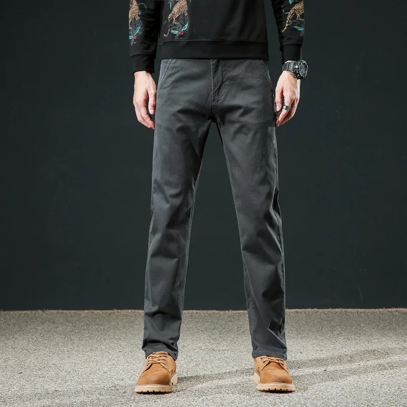 

3 цвета, брендовые весенне-осенние новые модные прямые мужские брюки 2025 года, деловые повседневные брюки из хлопка 97%, мужские брюки, большие размеры 28-40