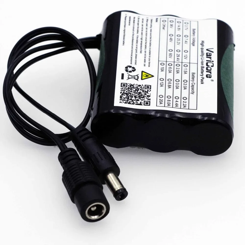 Batterie rechargeable lithium-ion VariCore 12 v 2600 mAh 18650, prise DC 5.5*2.1MM + chargeur 12.6V 1A, adaptée pour LED c 35W