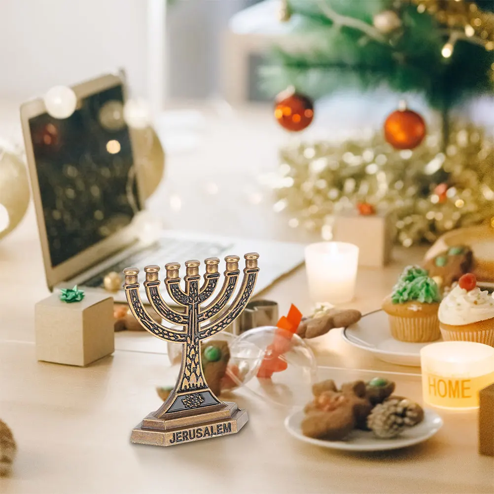 

6 Pcs Seven Branch Menorah C Holders Vintage Jewish Hanukkah Decor Taper C Display Home Office Party
