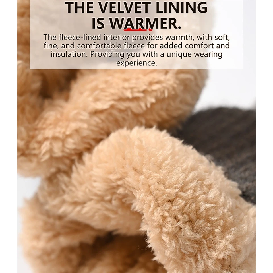 KoKossi Winter Men's Warmth Touchscreen Gloves Double-Layered Thicken Brushed Lining Outdoor Sports Knitted Gloves High-elastic