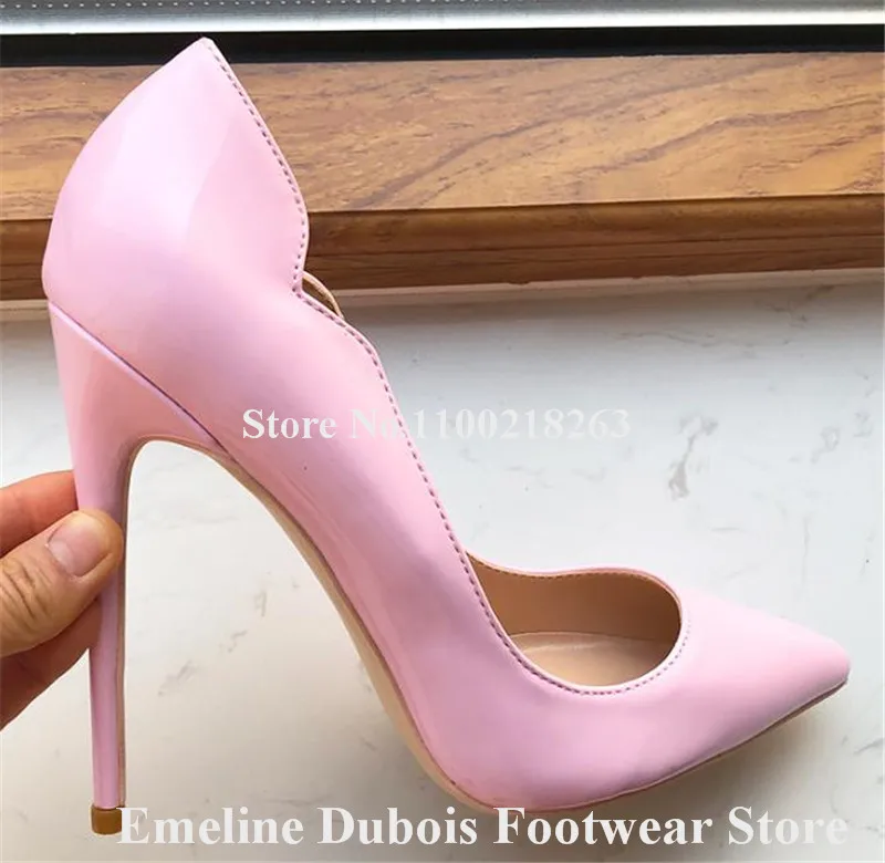 Patent Leather Pumps Emeline Dubois Designer Pointed Toe Rose Pink Green Yellow Stiletto Heel Dress Shoes Slip-on Shallow Heels