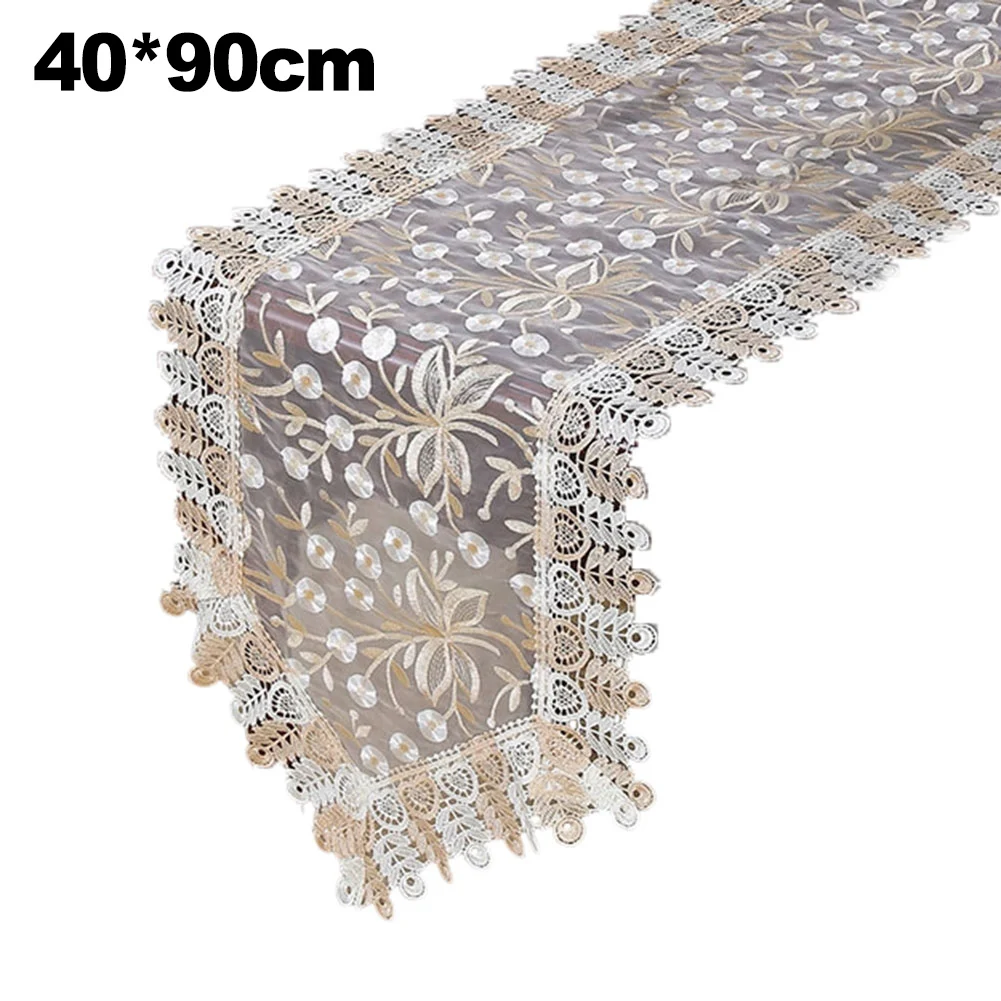 Oval Embroidered Lace For Table For Runner with Tassel Embellishments Made of Polyester for Stylish Dining For Table Covering