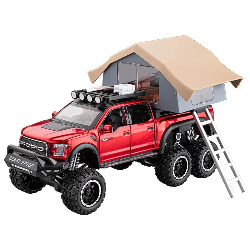 1:24 F150 Raptor Speelgoedauto Diecast Miniatuurmodel Sport Geluid en licht Educatieve collectie Cadeau voor kinderen