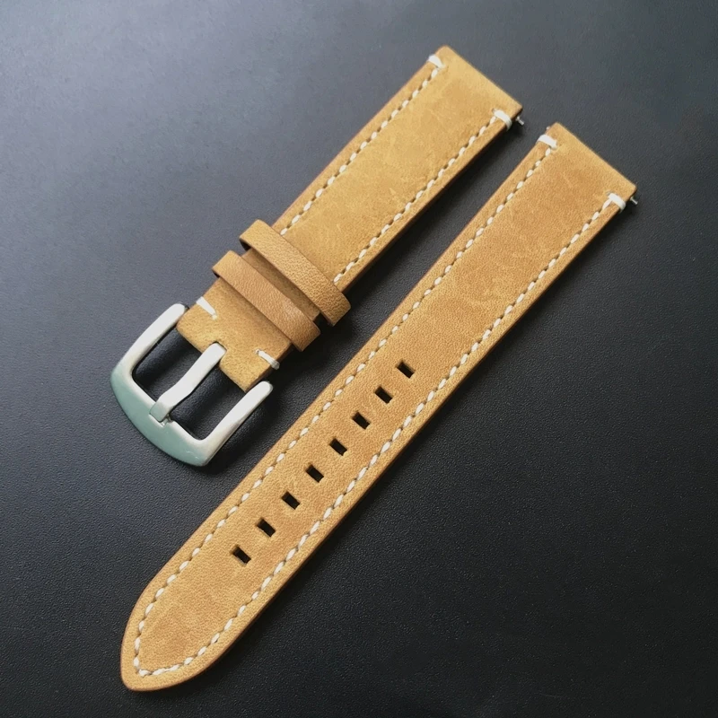 Top Grain Genuine Leather Watch Band Strap Quick Release Watch Bands 18mm 20mm 22mm Vintage Watchbands High Quality