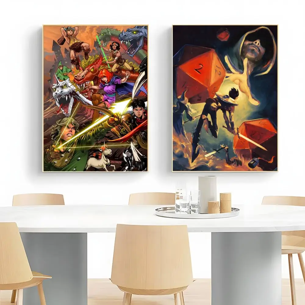 D-Dungeons And D-Dragons Game Cartoon Poster Wall Art Print Poster Decorative Mural Home Decor Gift Unframed