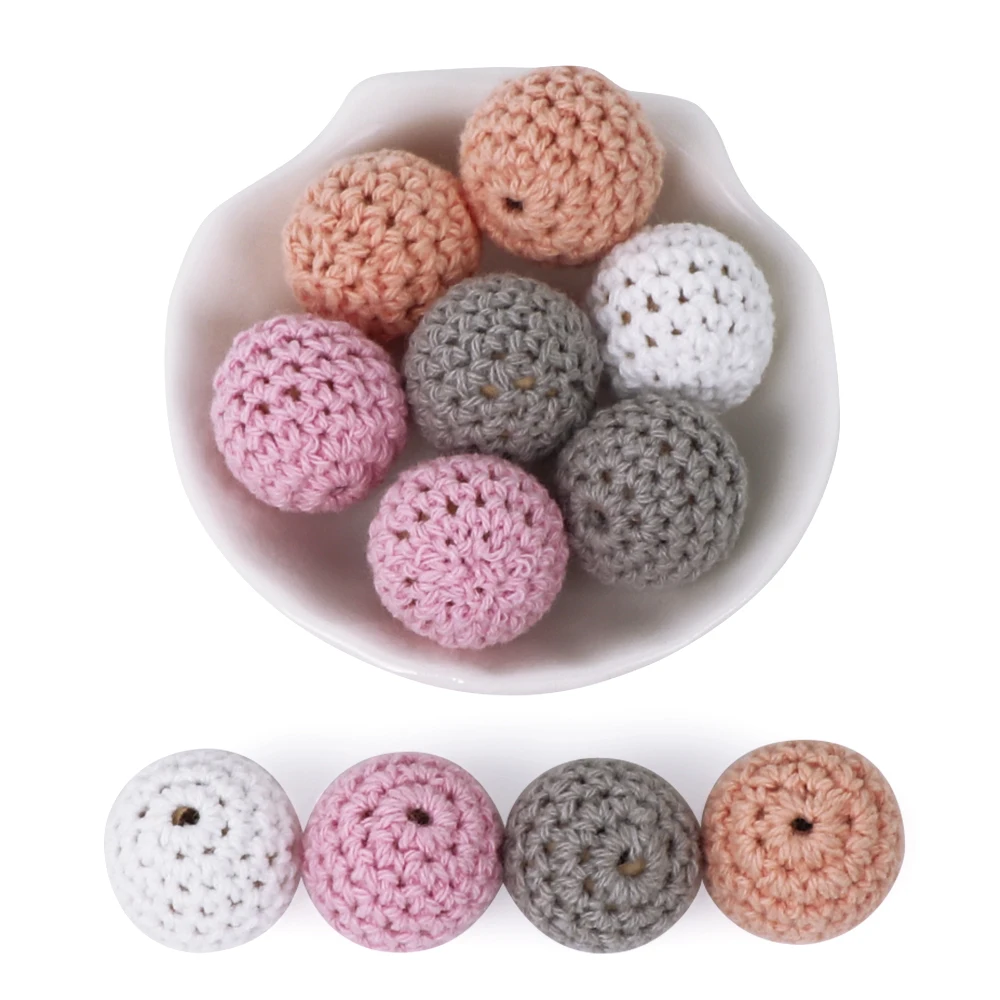 TYRY.HU 10pc/lot DIY Nursing Jewelry Organic Teething Bracelet beads Crochet Round Wooden Beads Mix Handmade 16mm ball Can Chew