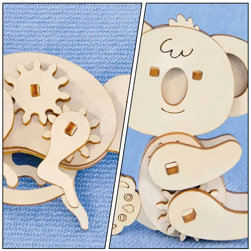 

6Sets Wooden Animal Puzzle Crafts Creative DIY Educational 3D Assembly for Kids Home Office Decoration Wood Puzzle Toy