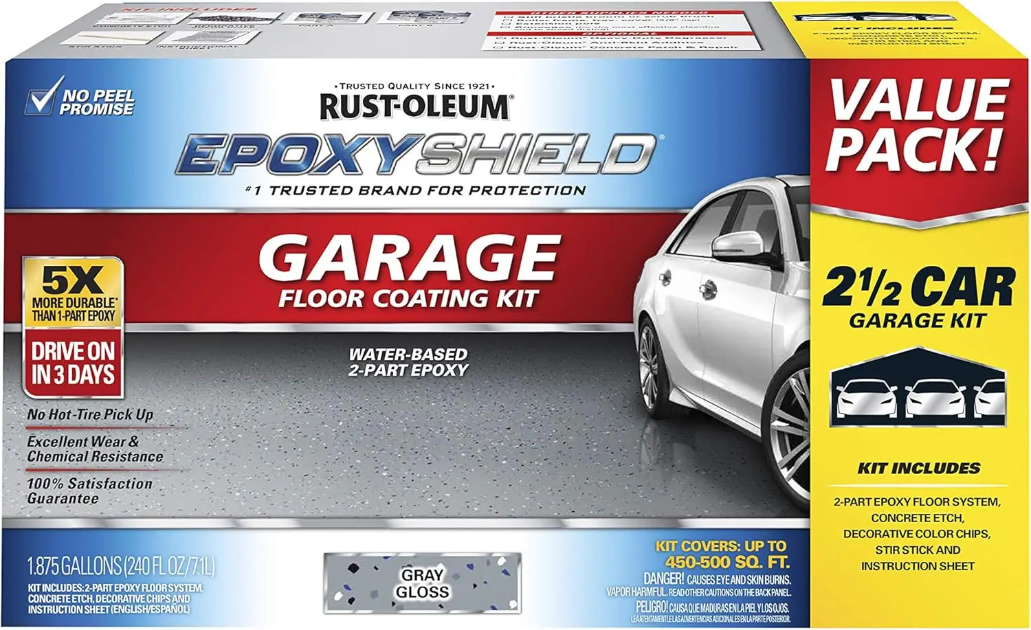 261845 Epoxyshield Garage Floor Coating , 2 Gal, Gray, 2.5 Car Kit