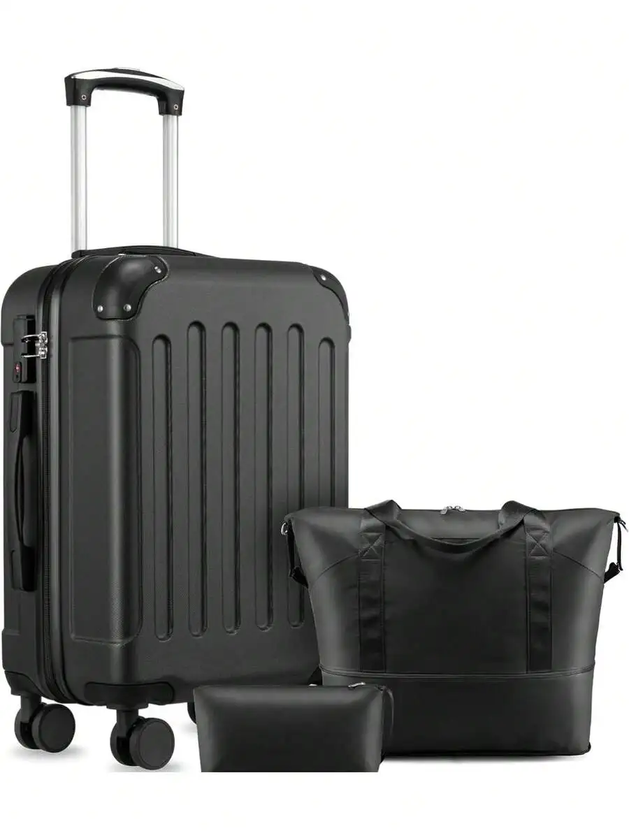 3 IN1 Piece Luggage Set For Men & Women, Carry On Luggage 22x14x9 Airline Approved Travel,Fashion Hardshell Luggage Suitcase Wit