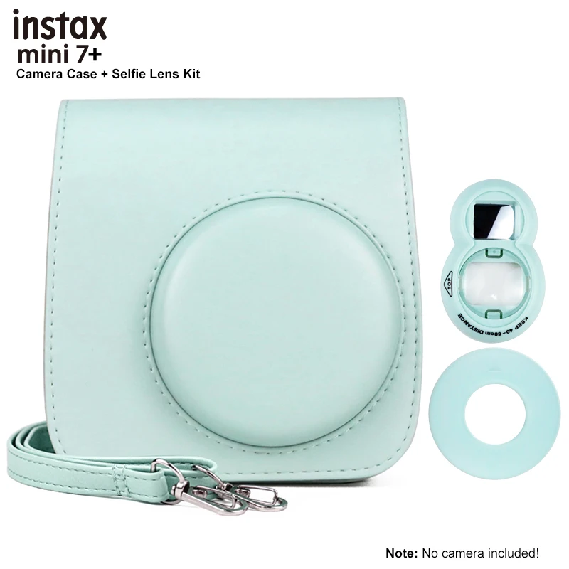 Fujifilm Instax Mini 7+ Instant Film Camera Case, PU Leather Carry Bag with Shoulder Strap,Selfie Lens,Album,Photo Frame,Sticker