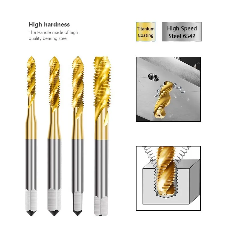 HSS Sprial 기계 플러그 탭 M2-M18 스레드 탭, 티타늄 코팅 6542 나사 탭, Sprial 나사 탭, 미터법 탭 수공구