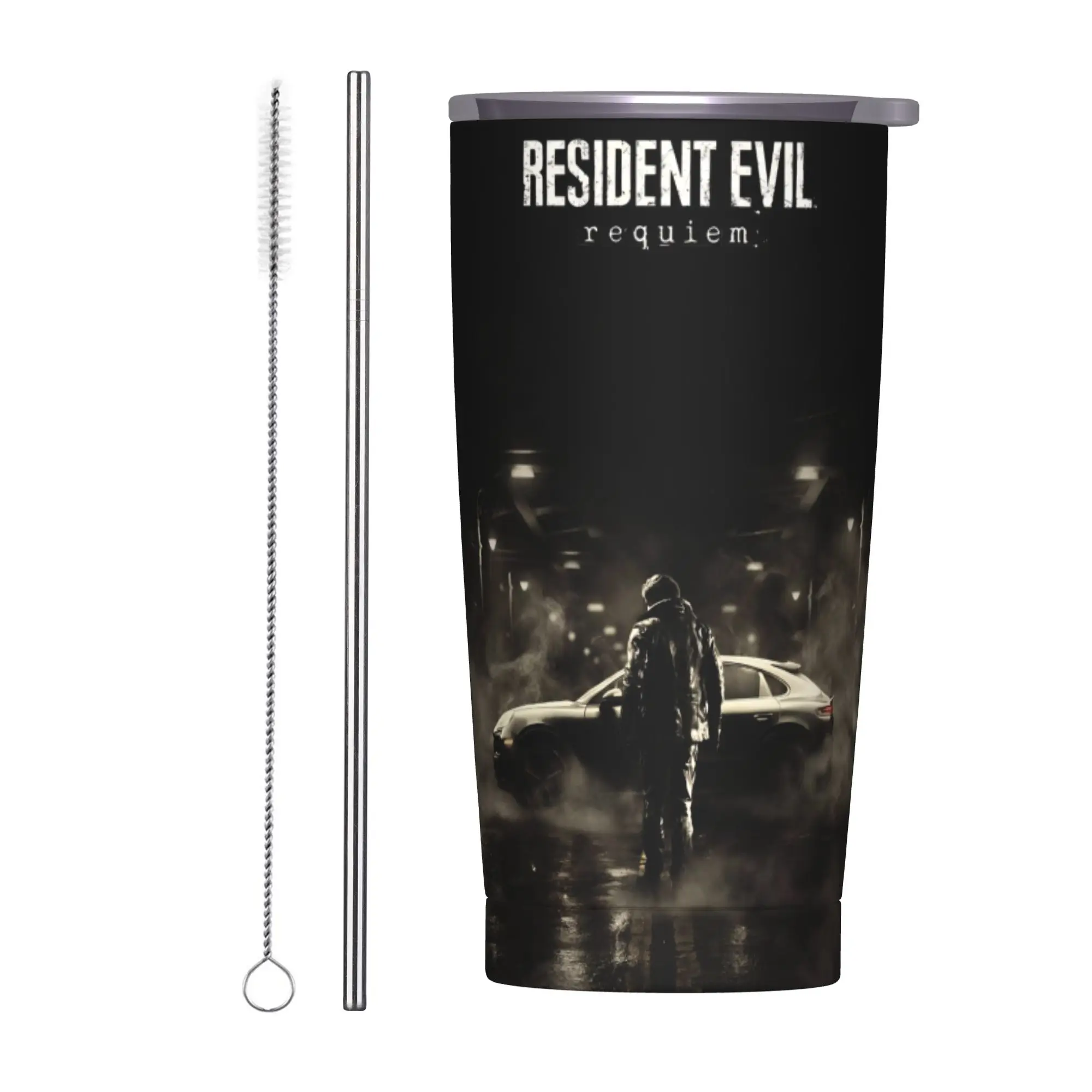 Residents Evils 9  Insulated Tumbler with Straws Lid Games Stainless Steel Thermal Mug Office Home Car Bottle Cups 20oz