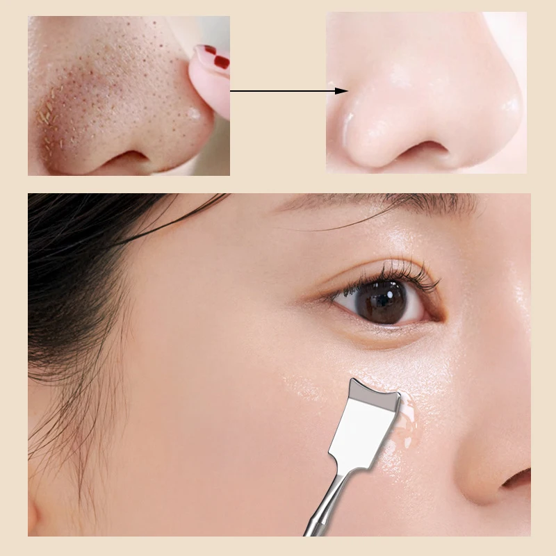 Double Head Stainless Steel Blackhead Pá, Pore Cleanser, Acnes Removal Needle, Professional Face Skin Care, Clean Tool