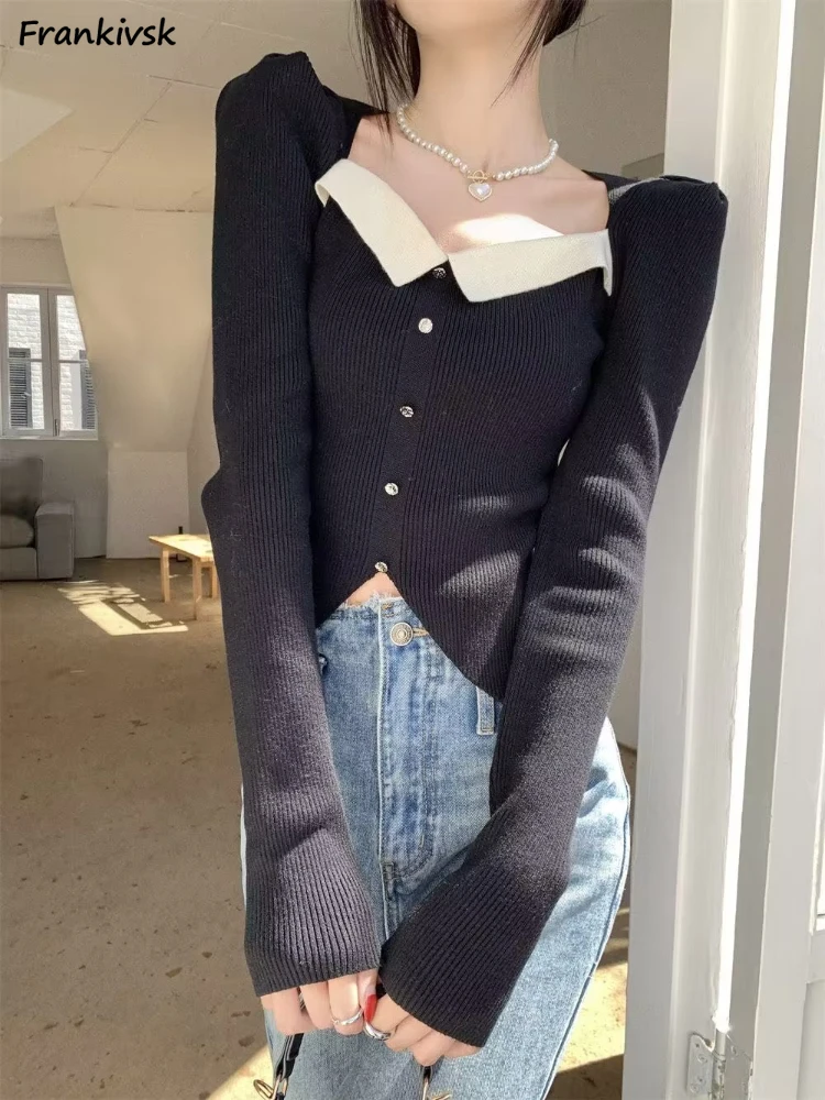 

Square Collar Cardigan Women Fashion Korean Style Hotsweet Spicy Girls Fit Sweaters Daily All-match Temperament Chic Tender New