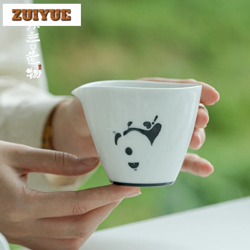 

220ml Hand Drawn Panda Fair Cup Household Boutique Tea Pitcher Antique Cha Hai Justice Cup Green Tea Tea Ceremony Accessories