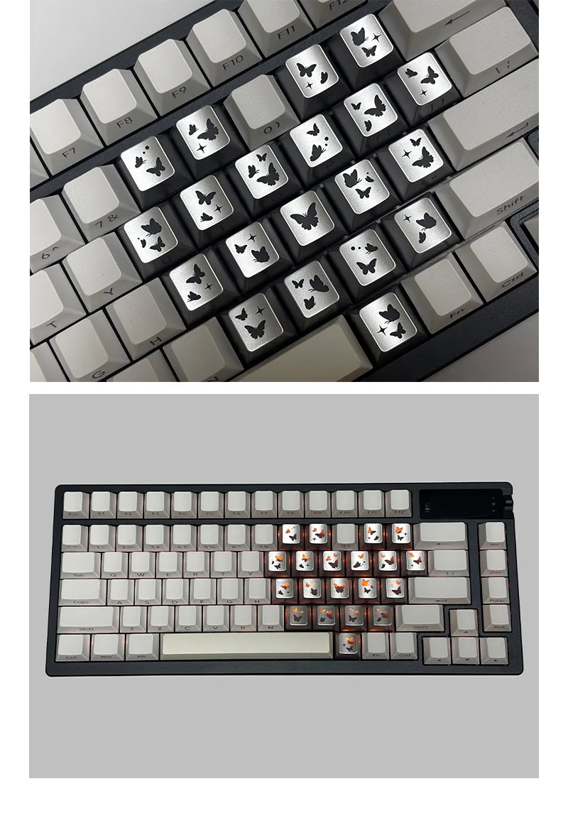 Bestselling Heart-Shaped Butterfly Keycaps 21-Key Set Side-Lit Magnetic Mechanical Keyboard DIY Mod Keycaps