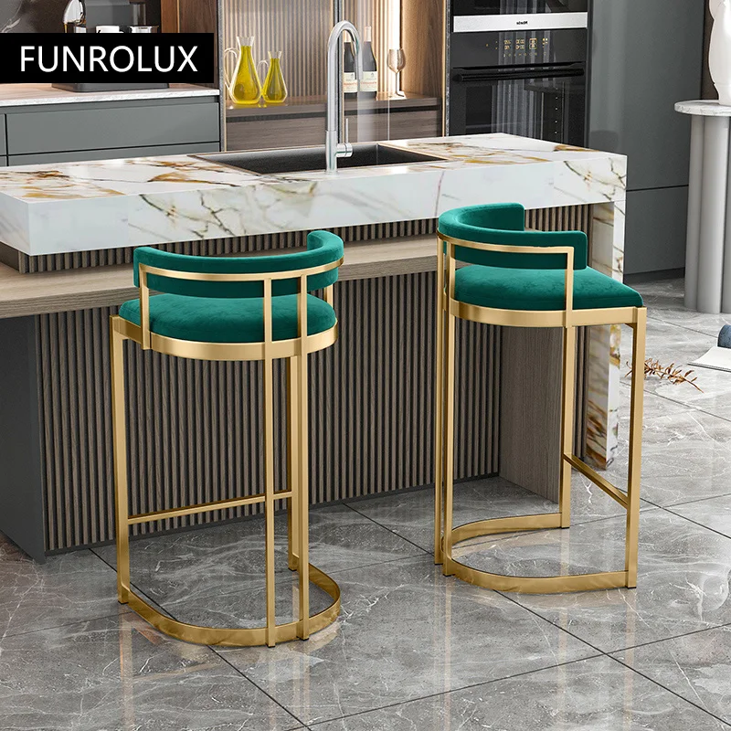 Bar Stool Iron Home Back Bar Stool Light weight Luxury Simple Counter Stool Kitchen Stools