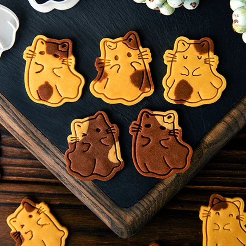 Cartoon Kitten Cookie Mold Cute Ghost Fondant Cookie Cutter Frosting Dessert Decorating Tool Halloween Christmas Baking Supplies