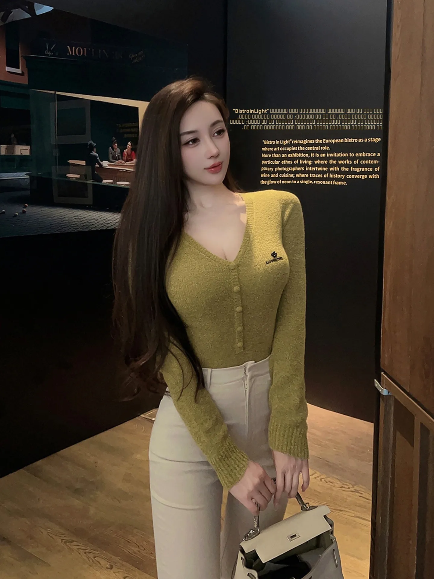 

Soft Knitted One-Piece Women's Top V-Ne Slimming Casual Sle Long Sve Pure Color Button Closure Body ape owcasing