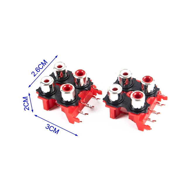 2PCS 2P 4P 6P 8P RCA Female Audio Video Plug AV Connector Socket Connector AV2-8.4-13 Red PCB Parts 2/4/6/8 Bits Socket