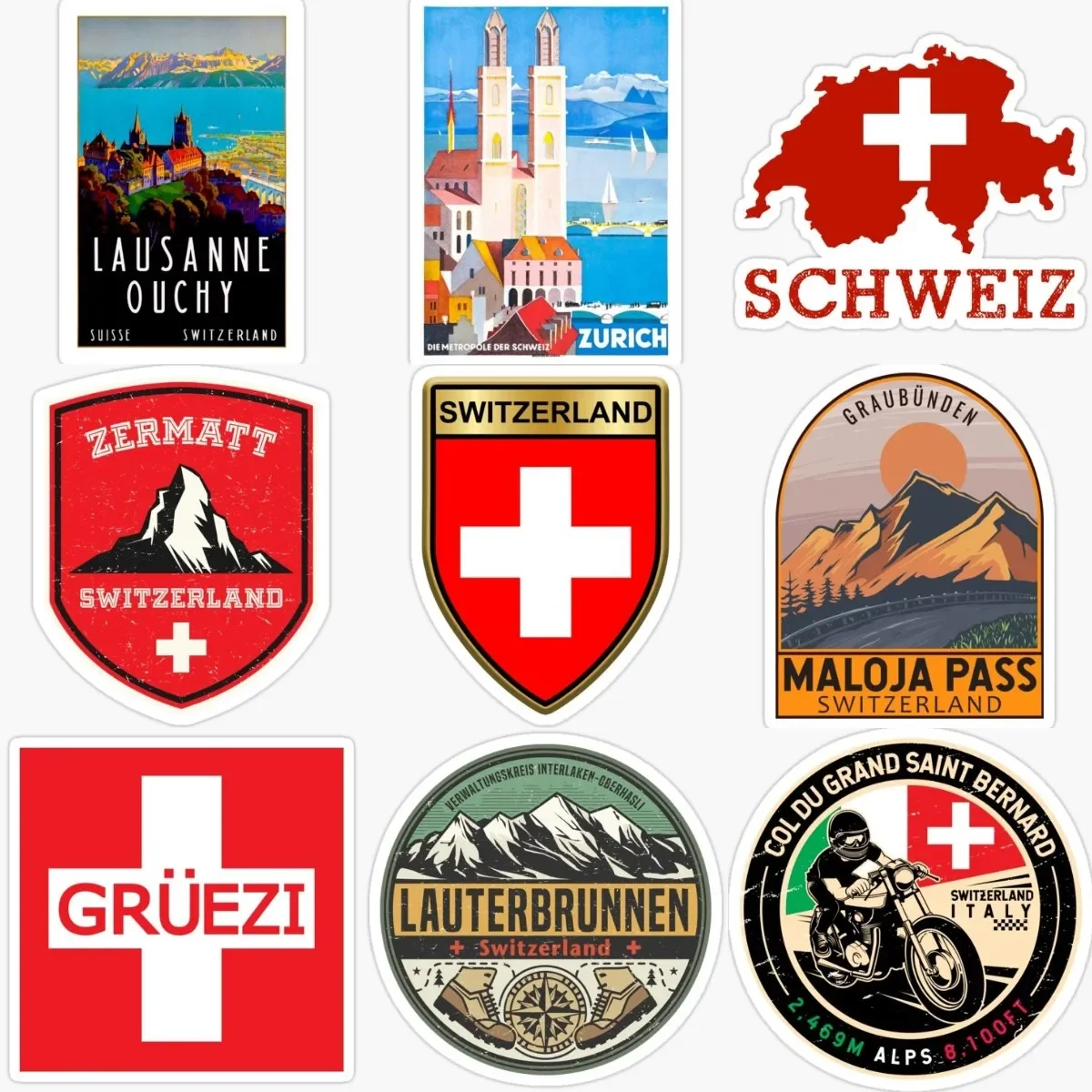 

Switzerland Flag Map Landscape Creative Badge Sticker for Decorate Wall Room Van Table Car Window Bumper Truck Covered Scratch