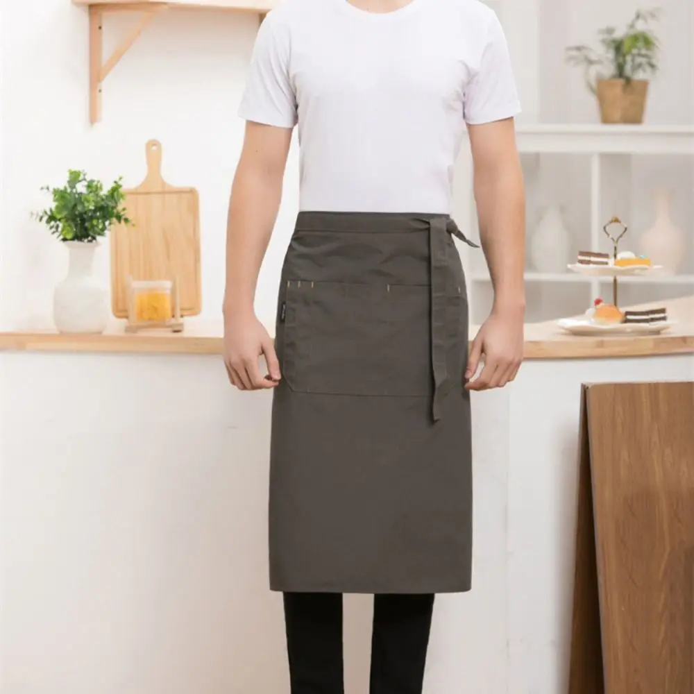 Demi-tablier antisalissure professionnel, conception à lacets réglable, uniforme de Chef, couleur unie, tablier de travail domestique Durable, utilisation en cuisine
