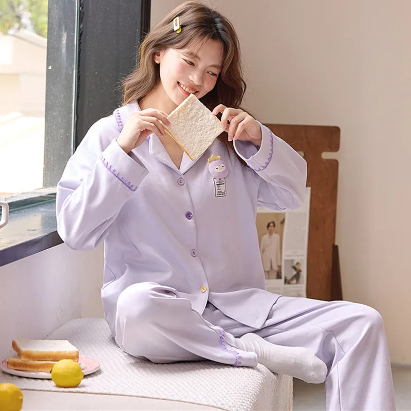 

Pijamas Mujer Pajamas Woman Offer 100% Cotton Printed Long Sleeve Trousers Sets New Casual High End Spring Autumn Home Clothes