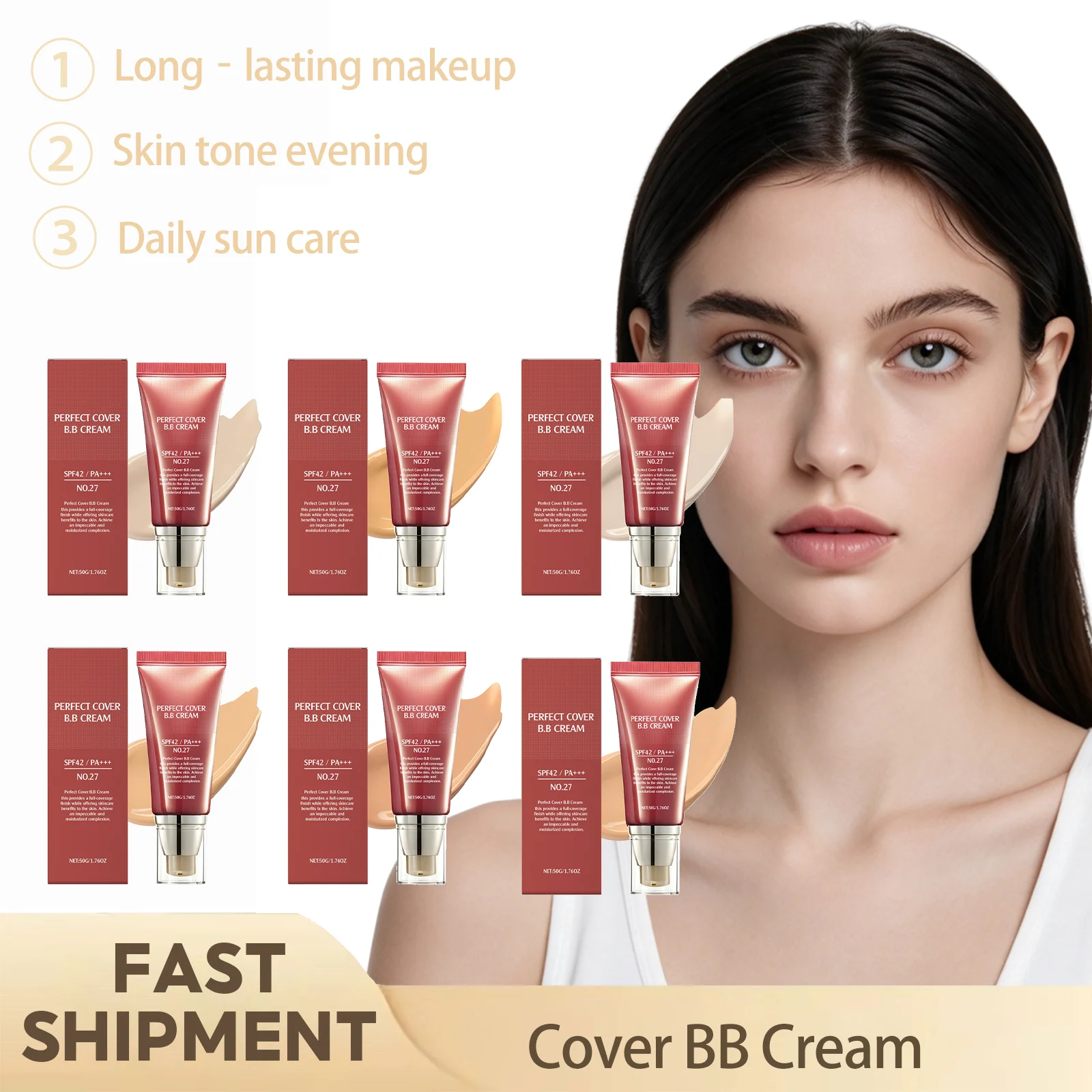 Cover BB Cream Spf42 Long Lasting Concealer Evens Skin Tone Oil Control Moisturizing Lightweight Face Makeup Base Foundation