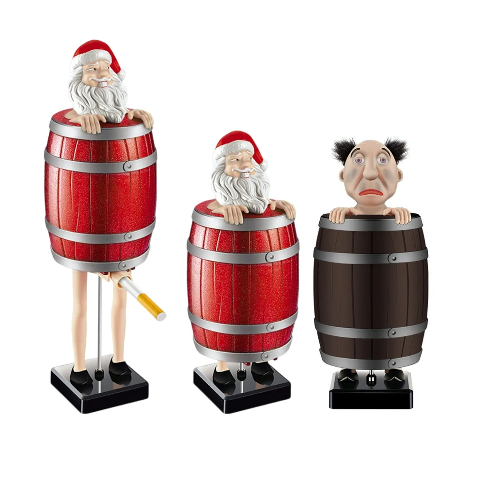 Funny Cigarette Holder Strange Uncle Santa Wooden Barrel Cigarette Box Creative Spoof Reusable for Father Boyfriend Husband Gift