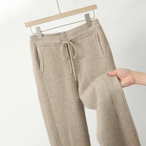 2025 New Men's Cashmere Pants Smart Casual Pencil Pants Autumn Winter Thick Soft Warm Sport Trousers 100% Merino Wool Knit Pants