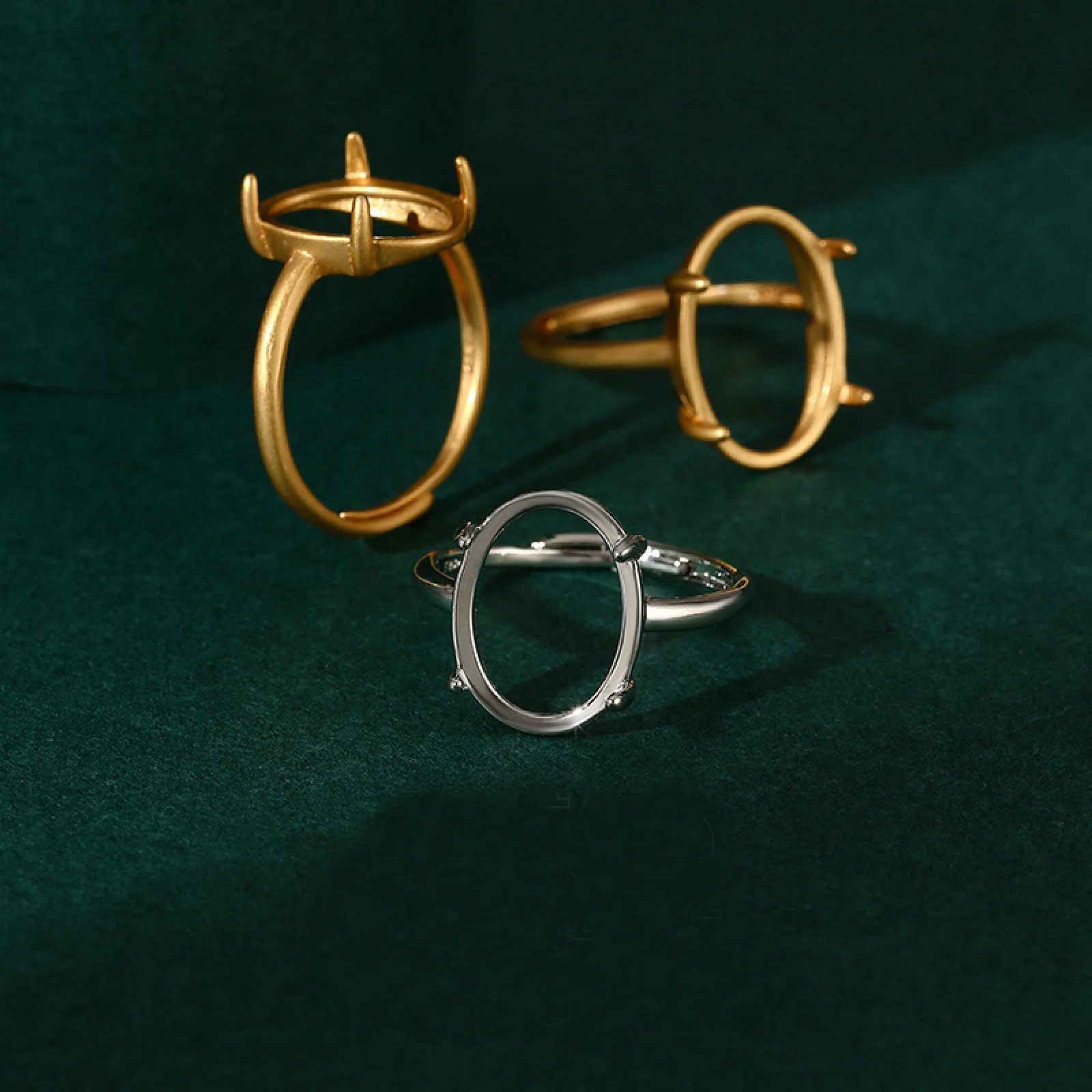 2Pcs/lot Adjustable Copper Ring Base Blank For Oval Gemstone Ring Cabochon Mounting Setting Accessories