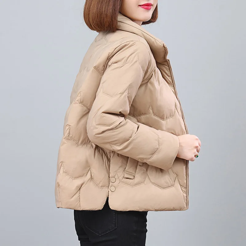 Women's Stand-up Collar Puffer Jacket, Thick Warm Outerwear, Simple Elegant Casual, Stylish Short Down Jackets, Winter Coat