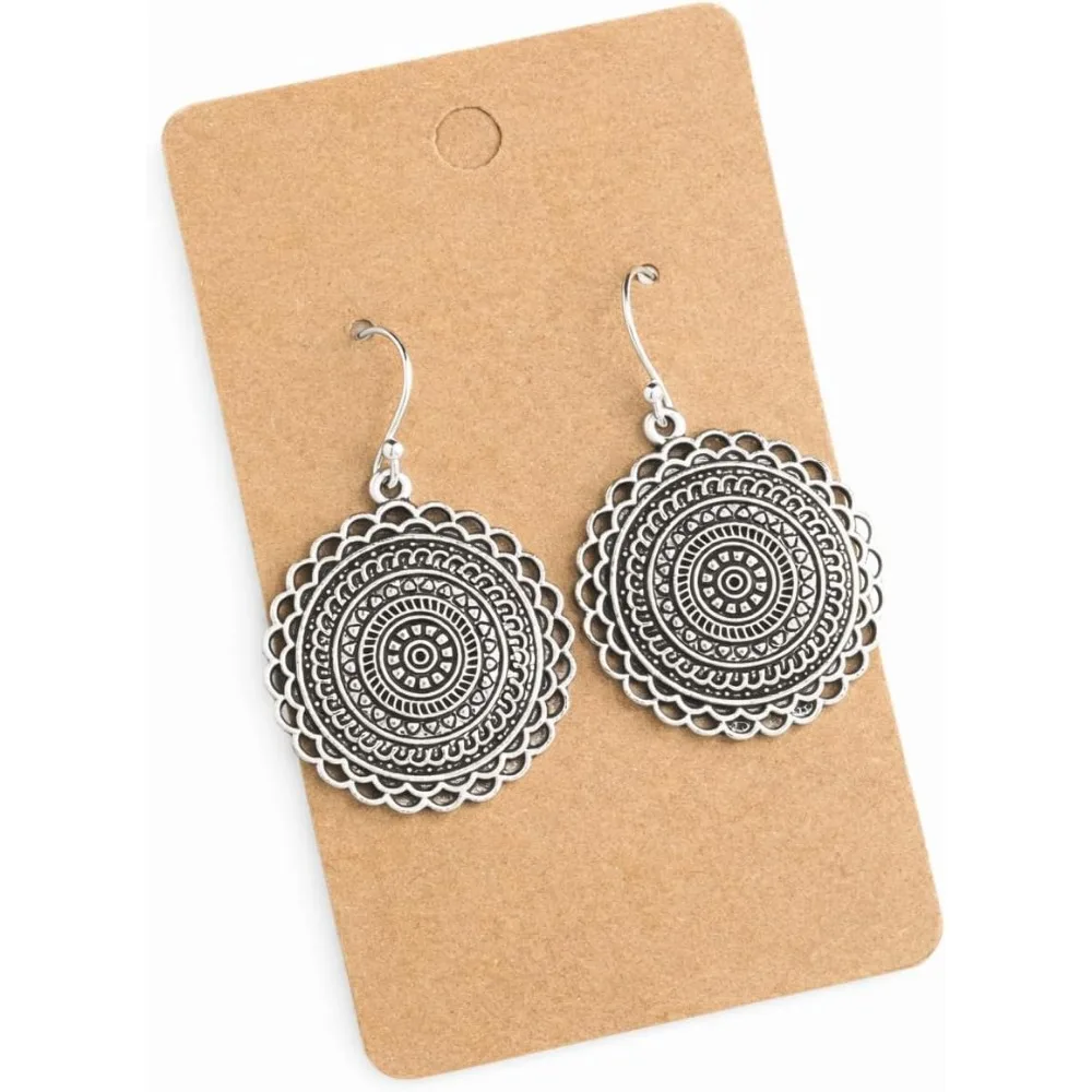 

Filigree Mandala Dangle Earrings Boho Style