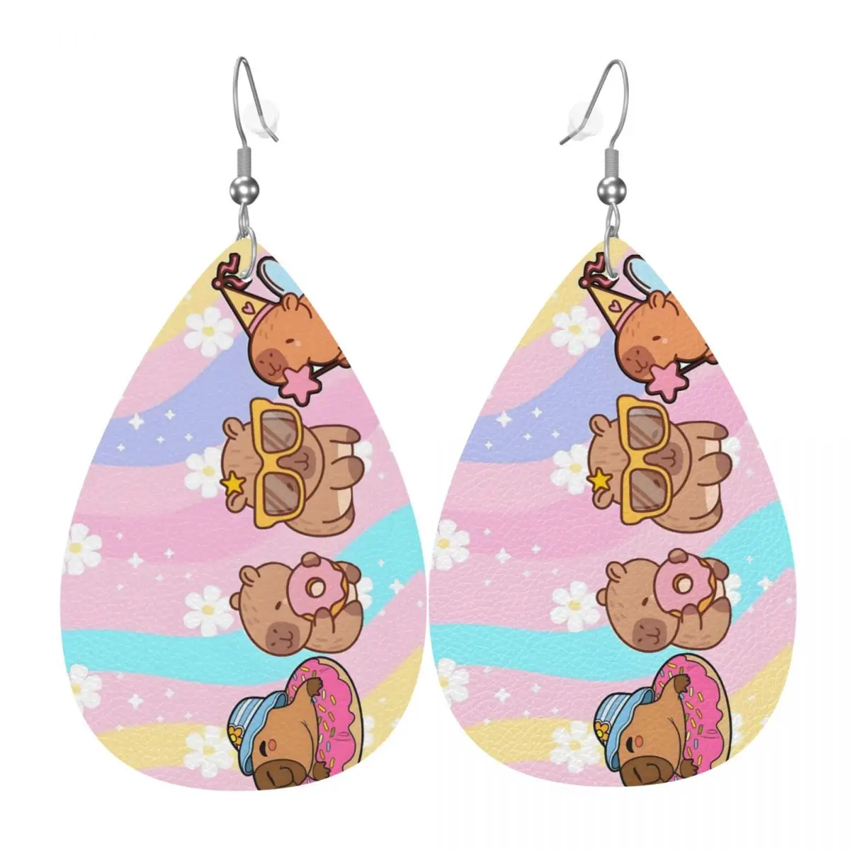 Custom Funny Capybara Leather Earrings for Women Dangle Earrings Jewelry Accessories