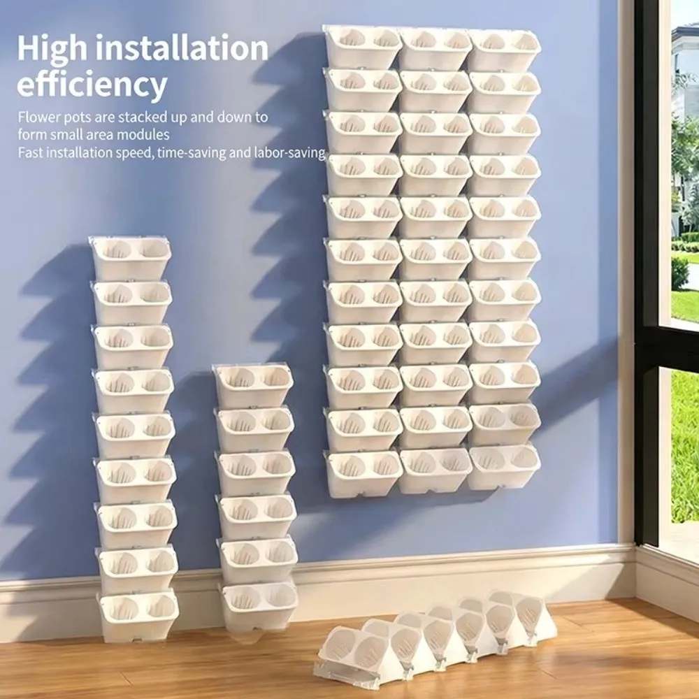 2/3 Holes Wall Flowerpot Plastic Self Watering Plants Grow Container Wall Mounted Drainage Holes Vertical Planter