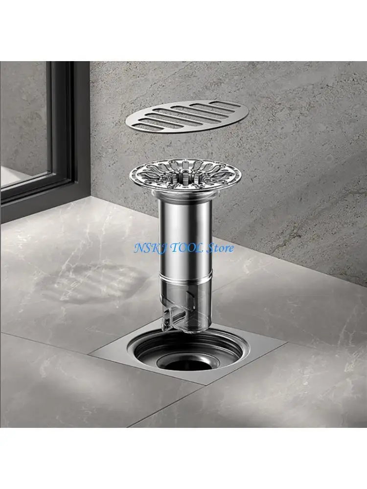 

L8RC Auto Closing Floor Drain Antiodor Drainer Shower Strainer Cores Hair Catcher