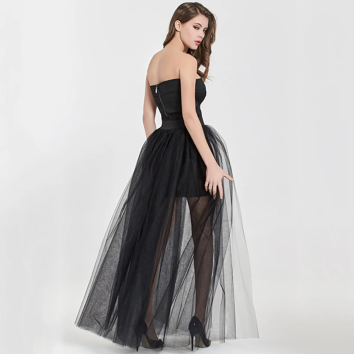Fashion Women Sexy Mesh Long Tulle Skirt Floor Length Wedding Party Tutu Skirt