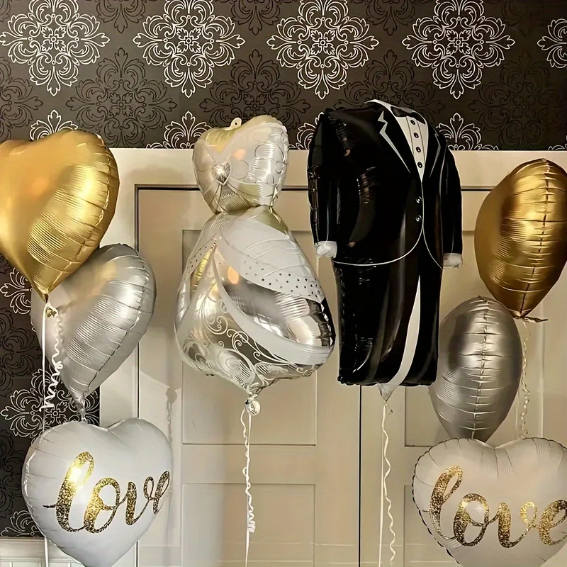 2 Stück Hochzeits-Aluminiumfolienballons, geeignet für Hochzeitsbankett, Partydekoration, Heiratsantrag, Halloween, Weihnachtsdekoration – Detail 6