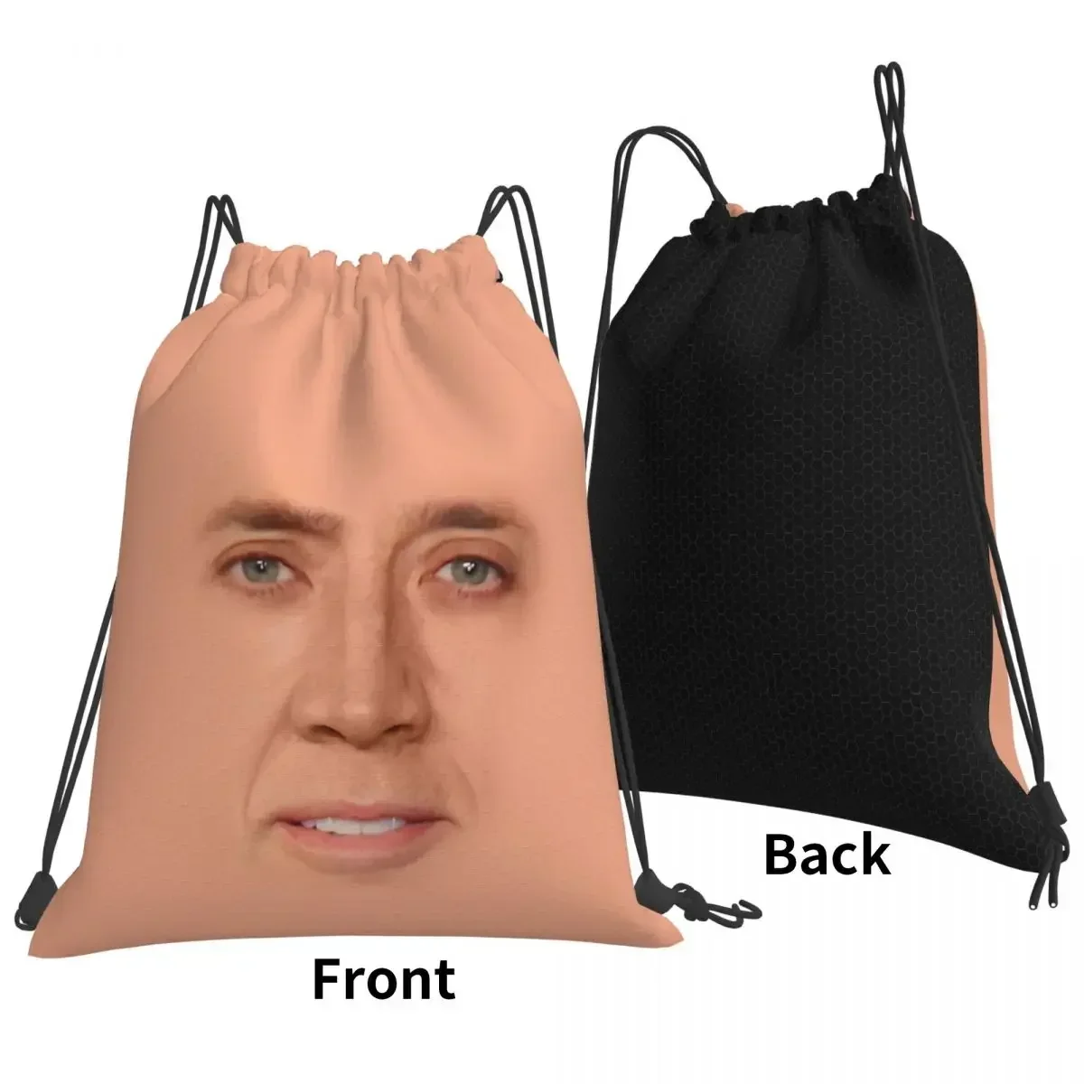 Nicolas Cage - Face Backpacks Casual Portable Drawstring Bags Drawstring Bundle Pocket Sundries Bag BookBag For Man Woman