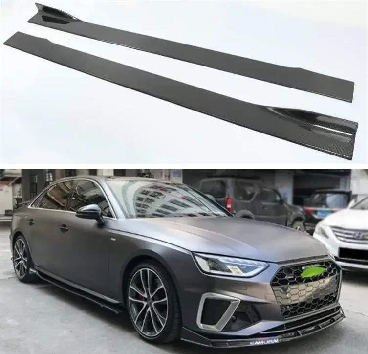 Body Skirts For Audi A4 S4 RS4 SLINE B9 B10 2017 2018 2019 2020 2021 2022 2023 Side Body Skirts Kit lip Cover Carbon Fiber