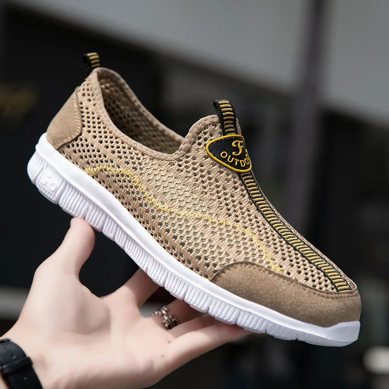

Summer Men Sneakers Hollowed Out Classic Casual Breathable Mesh Jogging Without Straps Lightweight Walking Shoes Tenis Masculino