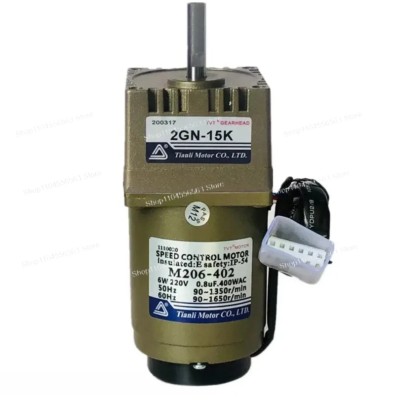 

Мотор Tianli 220V6W TVT, однофазный мотор-редуктор переменного тока с регулировкой скорости M206-402+2GN