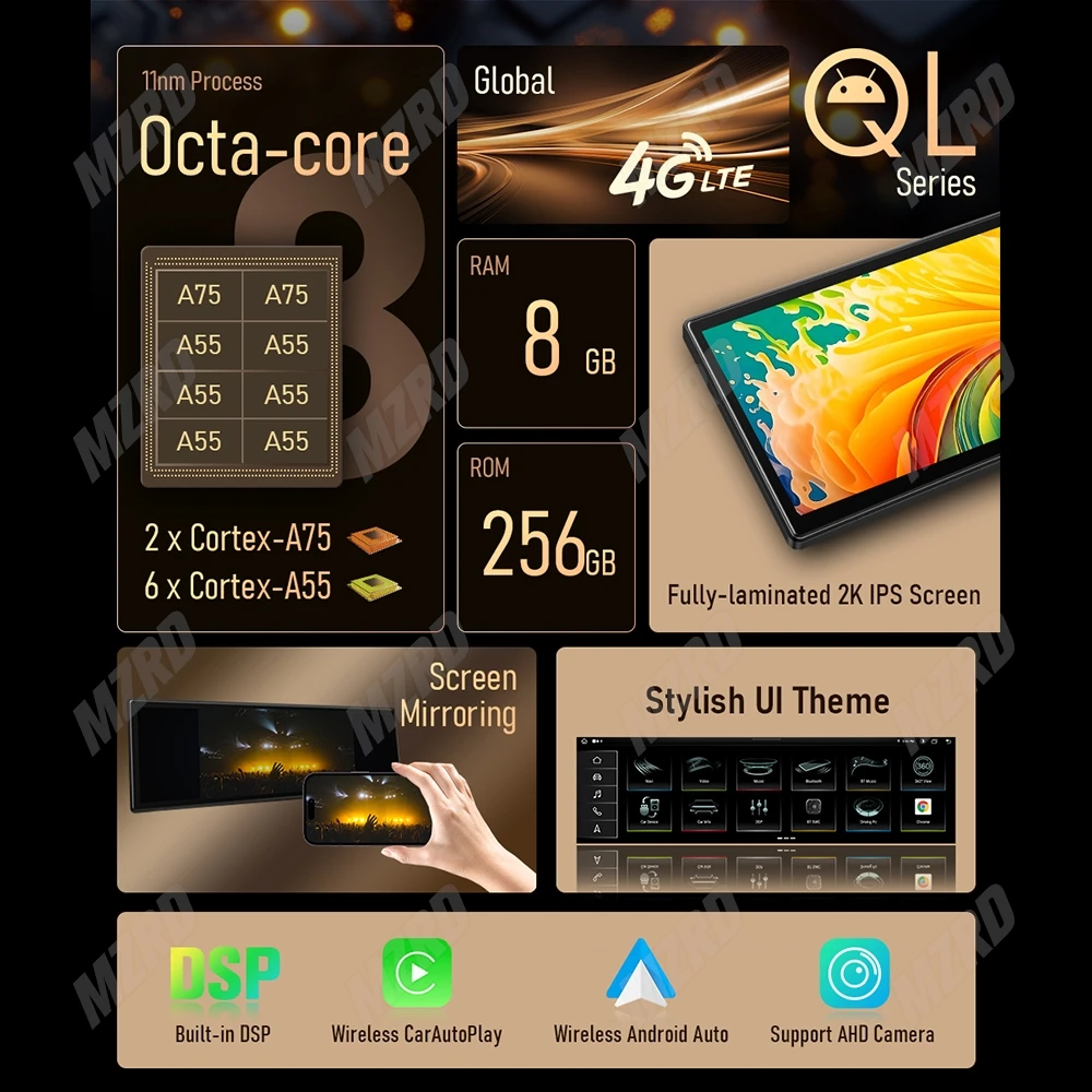 MZRD 14.9inch Android14  For Audi A4L 2017-2019 Car Multimedia Player Wireless Carplay Android Auto Smart GPS Navi WIFI Headunit