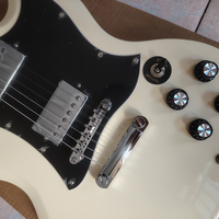 Milk white SG electric guitar in stock, large pickup guard, nickel chromium hardware, fast shipping
