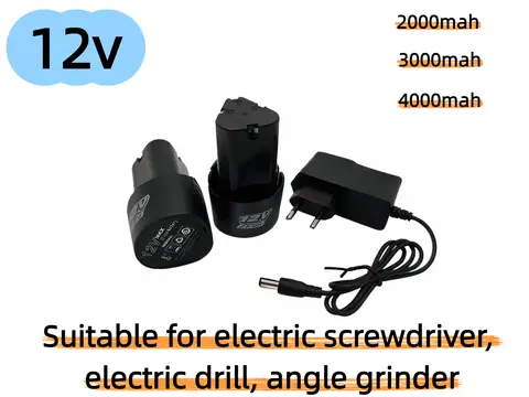 × Batteria ricaricabile agli ioni di litio da 12 V 4 Ah più caricabatterie per cacciaviti elettrici, trapani, mini smerigliatrice angolare 18650 batterie